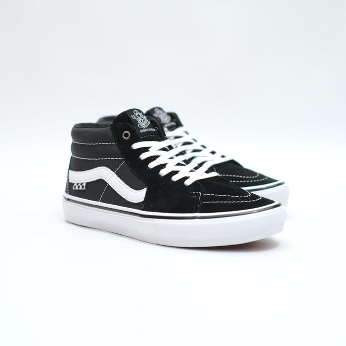 Vans Sk8 Mid Pro Skate Grosso Black White Original Resmi