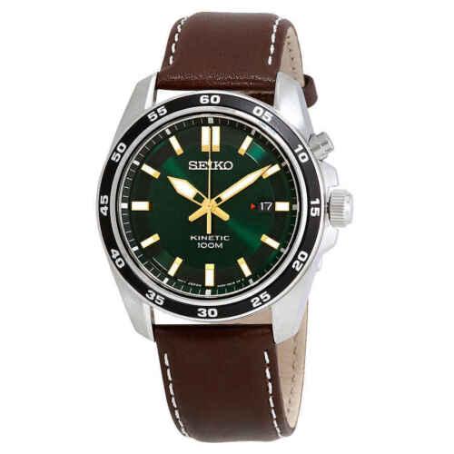 Preorder Seiko Kinetic Green Dial Brown Leather Men's Watch SKA791