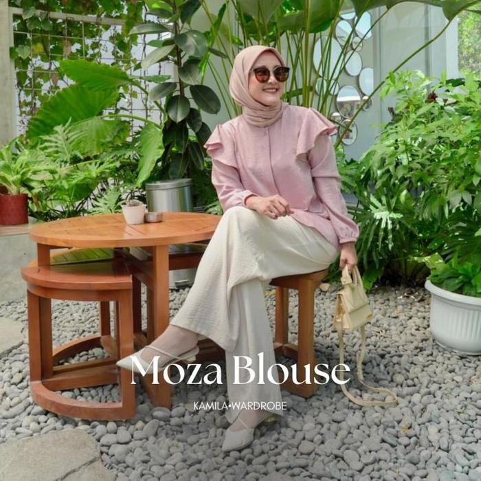 Kamila - MOZA BLOUSE Ruffle Linen Baju Basic