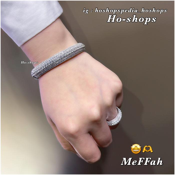 PREMIUM m Gelang Mas Putih Model Diamond Kadar 750 Asli Emas