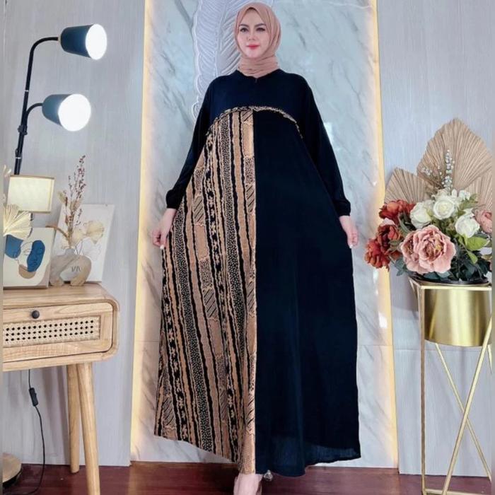 Daster Muslim Panjang Sultan Adem Nyaman Ld Jumbo 120 Bahan Rayon dres