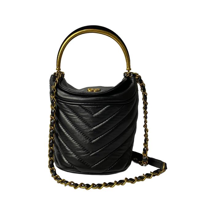 CC ChanelChevron Quilted Chic Bucket Bag Preloved