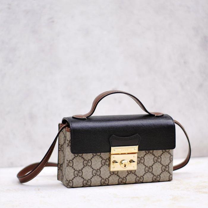 bag GC tas Mini Padlock Top Handle Beige Ebony Black