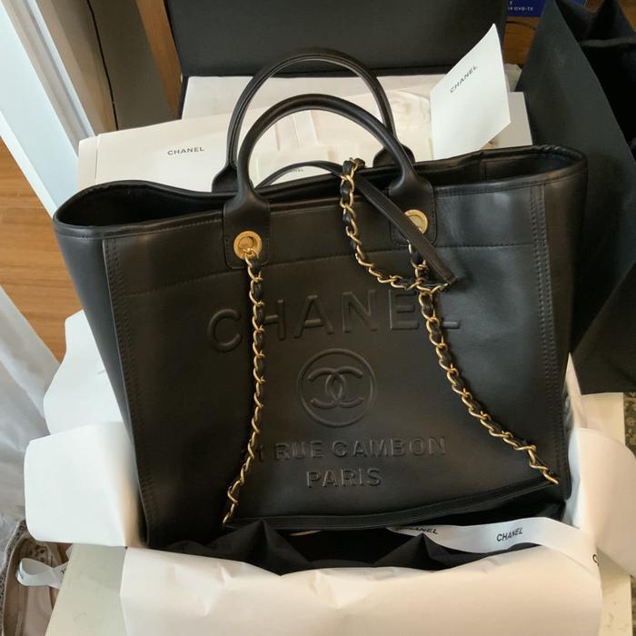 nego preloved rec 2023 Chanel deauville two way tote bag authentic