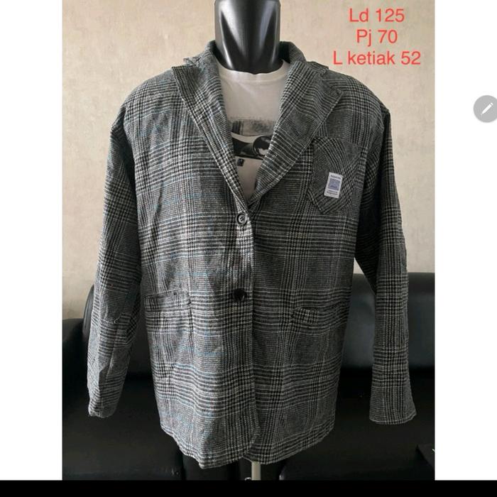 Tide eku blazer pria tartan blazer tweed pria jas pria jumbo