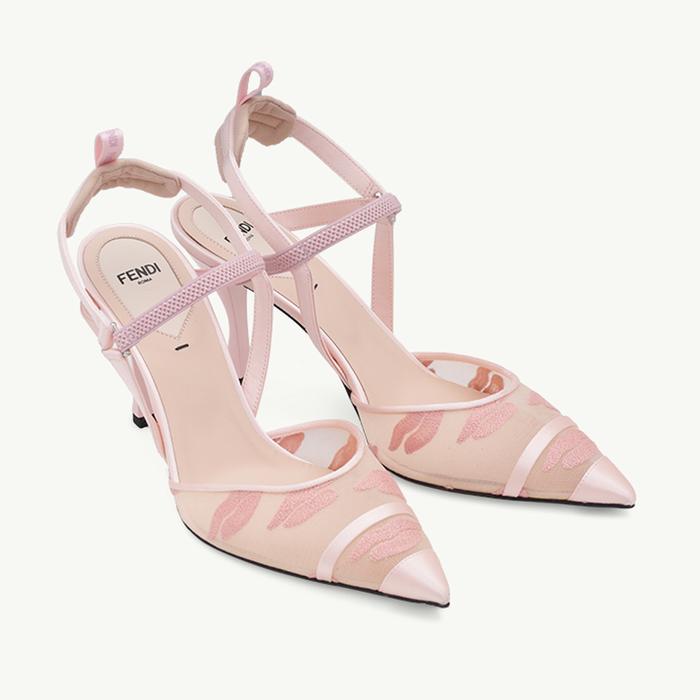 FENDI Women Colibri Lite Geometric Slingback Pumps 85mm Pale Pink