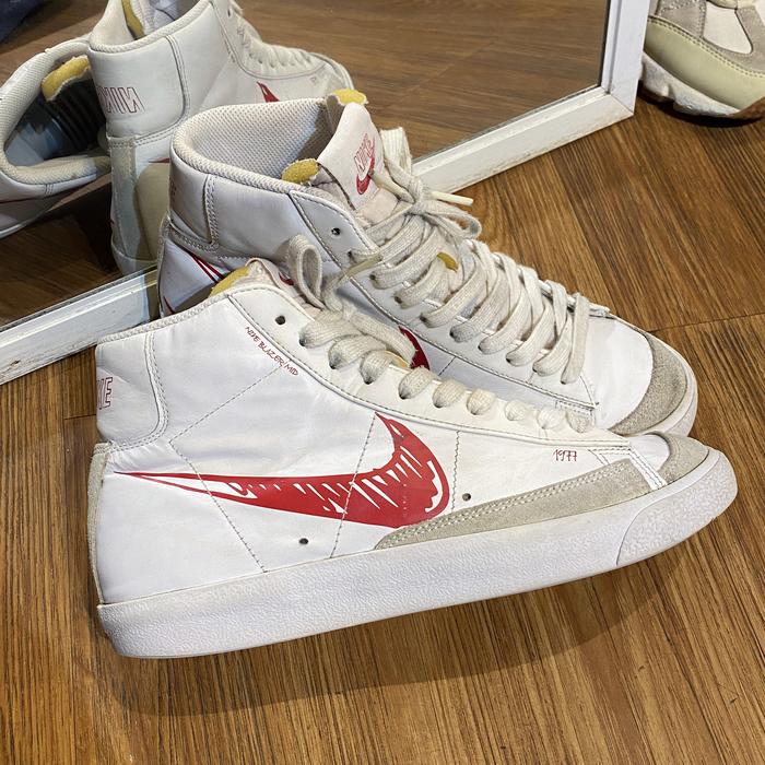 Nike Blazer Mid 77 Sketch White red original - sneakers second market