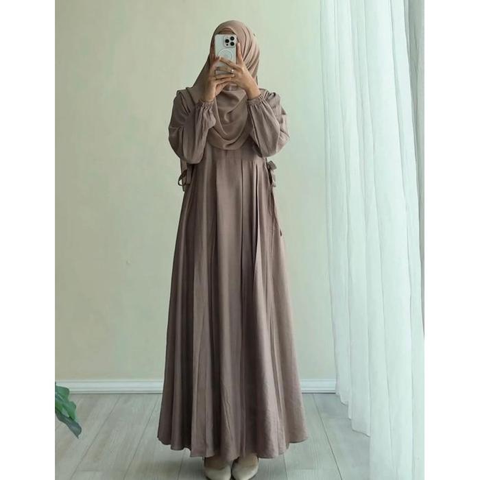 NARAYA Dress Gamis Polo Linen Premium SABRINA SYARI - Gamis Polos