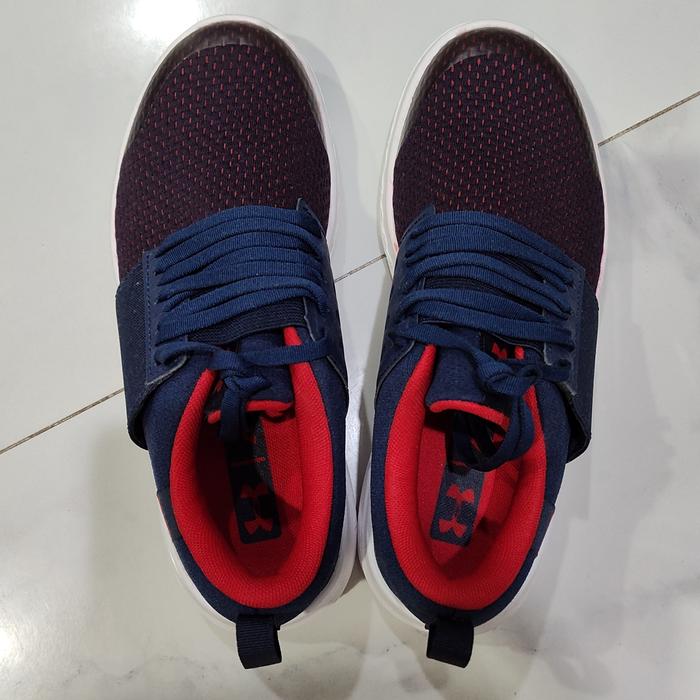 New ORI USA Under Armour Boys Anak Laki Sepatu Shoes 4.5Y 36.5 Blue Red