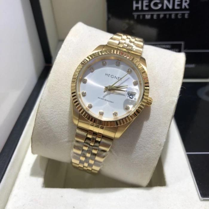 JAM TANGAN WANITA ANALOG HEGNER 1703 HW 1703 HW1703 SILVER WHITE DIAL