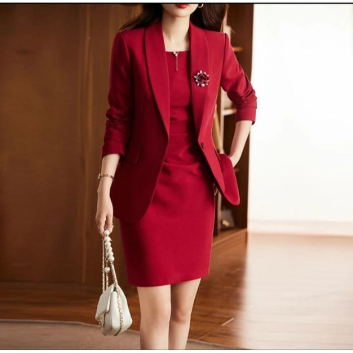 Setelan Jas Wanita Blazer Flus Dres Daleman / Setelan Blazer Wanita