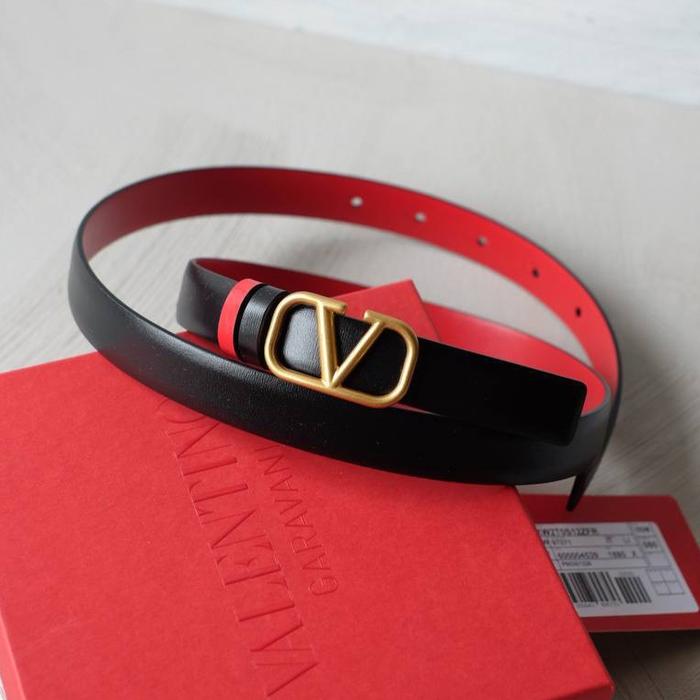 Valentino reversible vlogo belt 2cm in black/red ghw