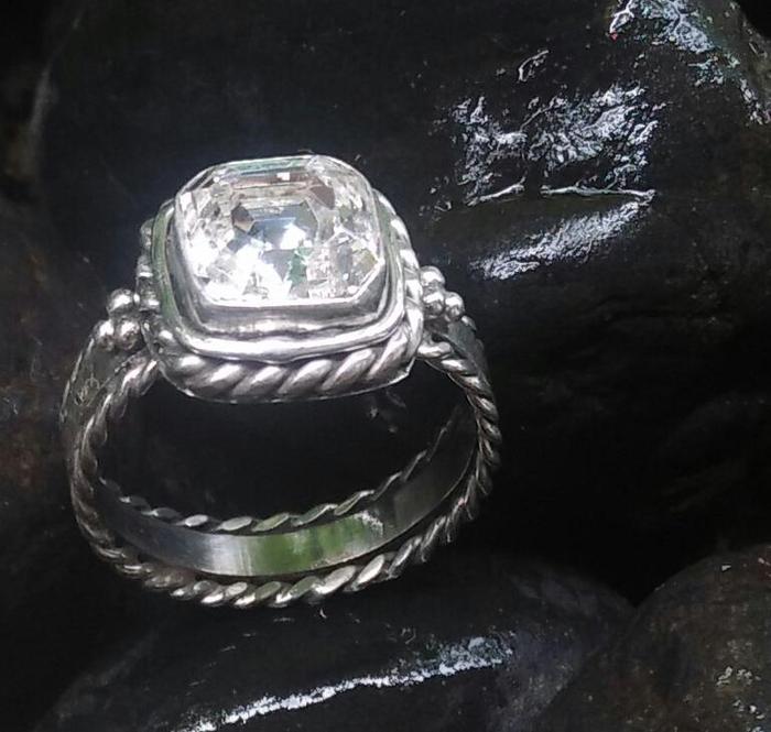 Swarovski Ring , Sterling Silver