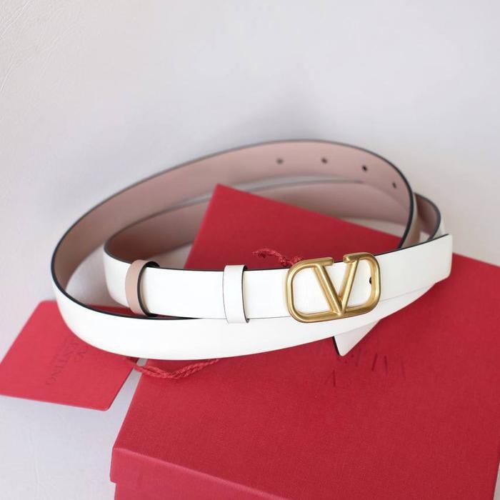 Valentino Vlogo Reversible Belt 2cm Light Ivory / Rose Cannelle