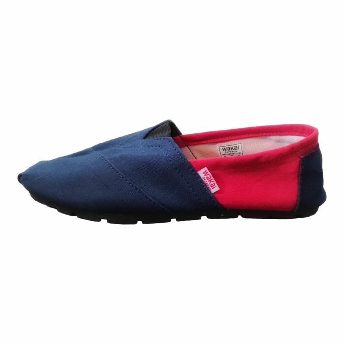 Sepatu Wakai Slip on Casual Original Navy Red Classic