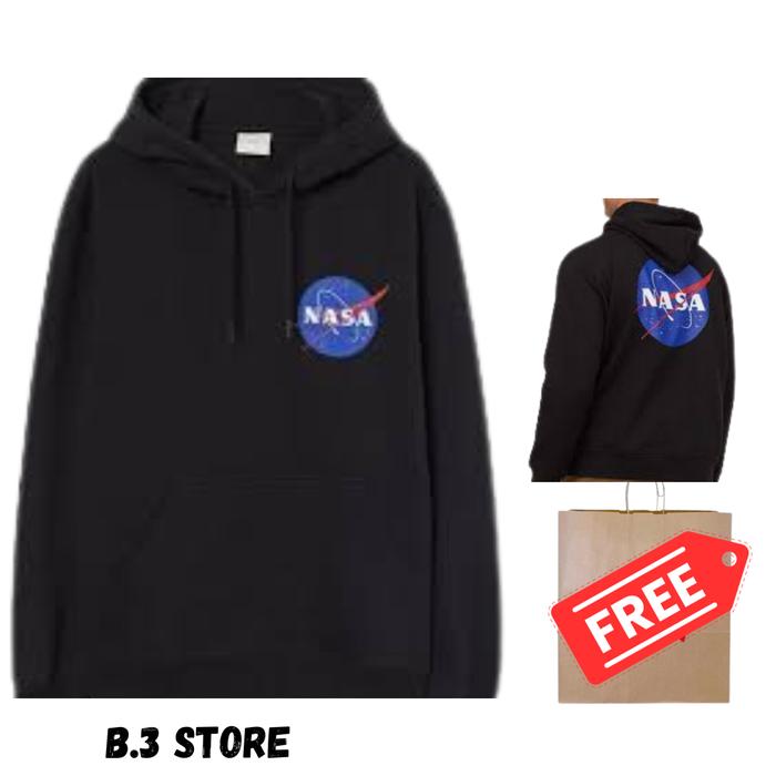 Jaket/Hoodie Pria&Wanita HnM Nasa Global Black Fulltag