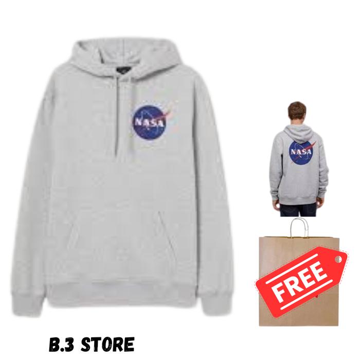 Jaket/Hoodie Pria&Wanita HnM Nasa Global Grey Fulltag