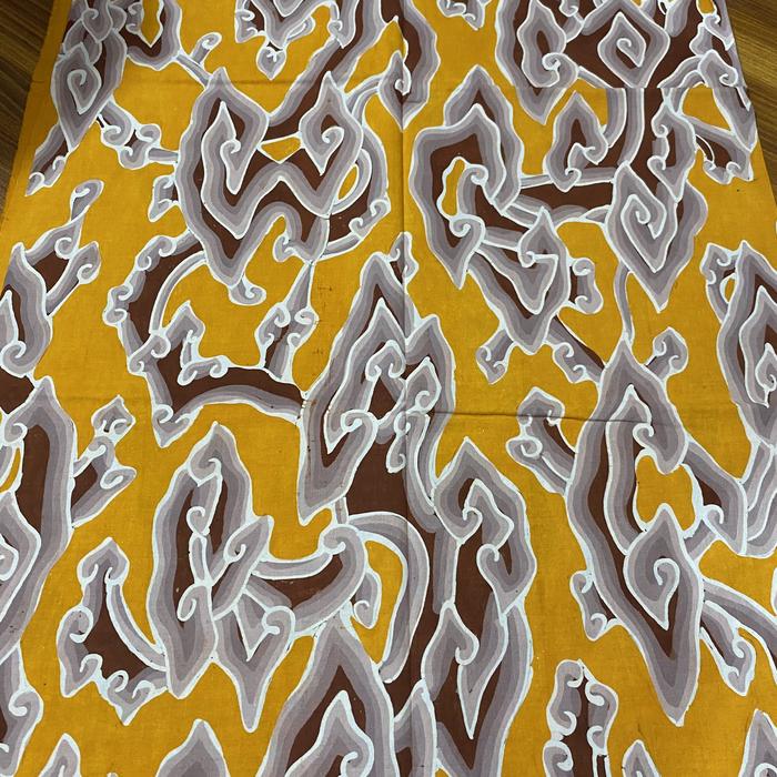 Kain Batik Tulis Mega mendung bahan katun khas jawa barat warna kuning