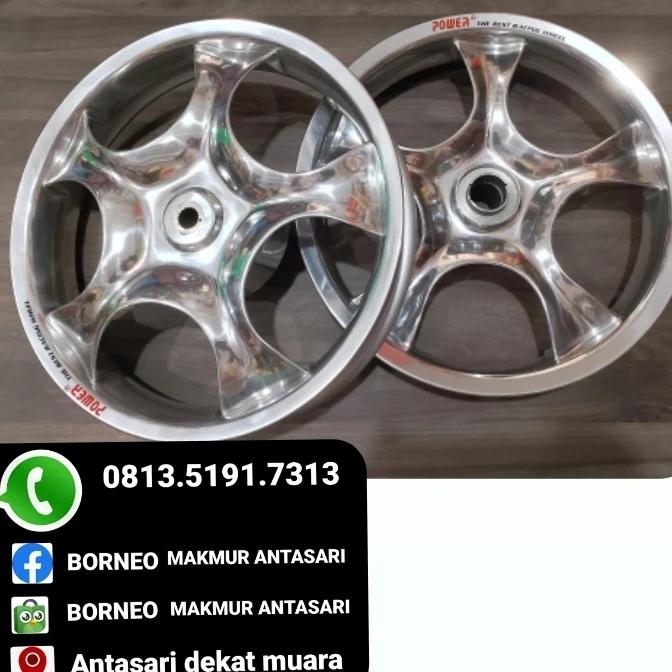 Velg Power ring 14 chrome tapak lebar