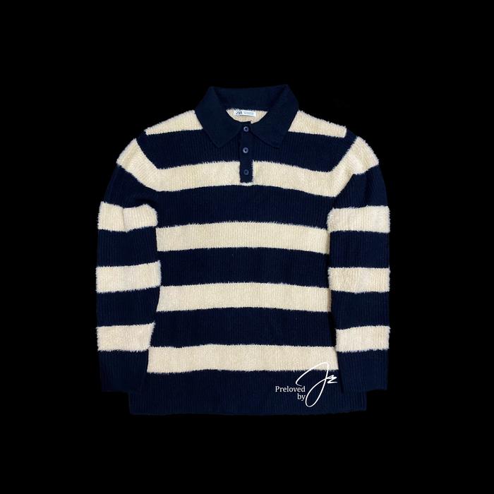 STRIPED SWEATER ZARA SW006 - Baju Hangat Pria Outer Kerah Atasan Cowok