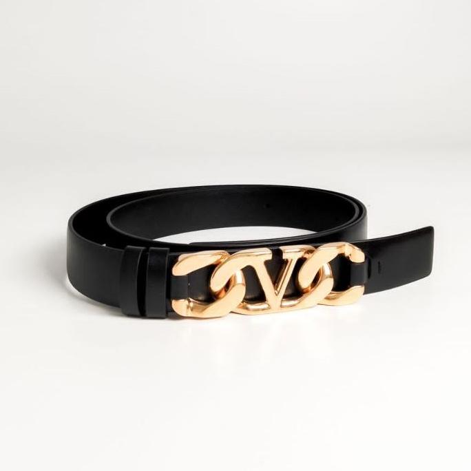 VALENTINO Vlogo Chain 2.5cm Belt Black GHW