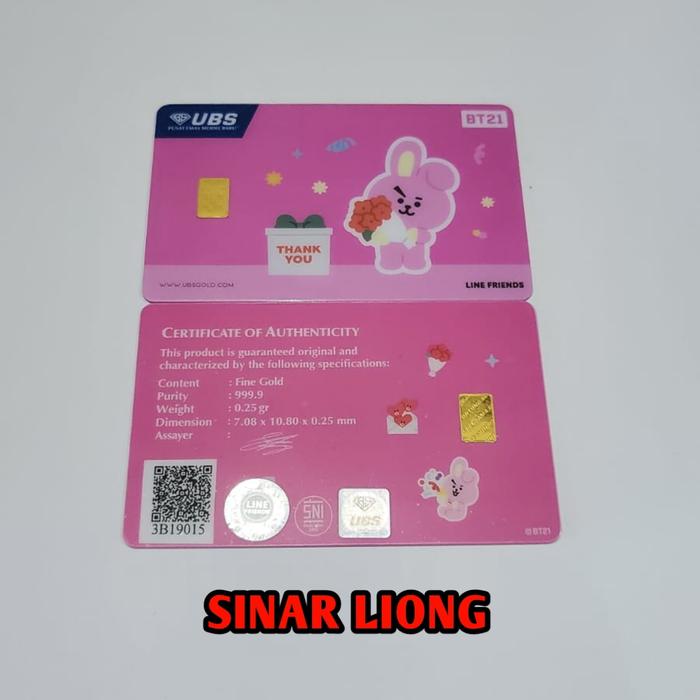 Emas logam mulia lm ubs thank you 0,25 gr 0.25 gram