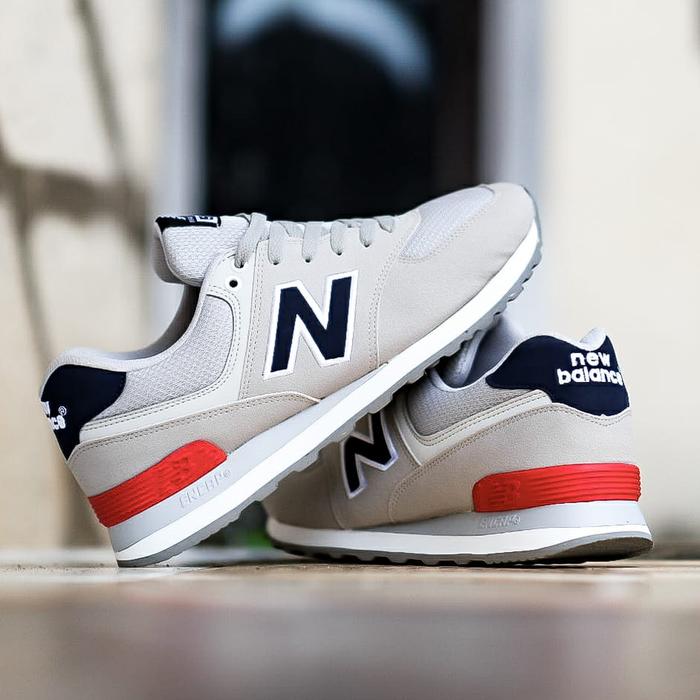 SEPATU SNEAKERS PRIA CASUAL NB 574 GREY NAVY RED COCOK UNTUK SANTAI