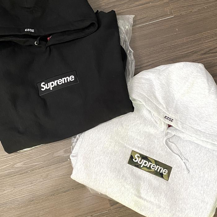 Supreme x Hooded Sweatshirt Hoodie Black Ash Grey FW 23 Original 100%