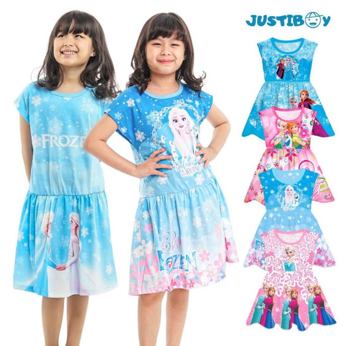 Daster Anak Frozen Perempuan Umur 1- 9 Tahun Gambar Full Printing