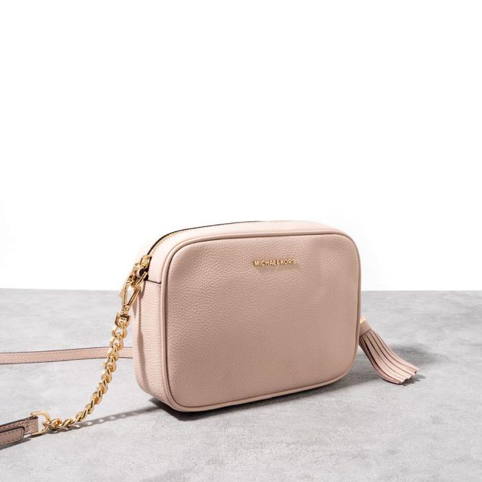 MICHAEL KORS Jet set medium camera crossbody bag leather soft pink
