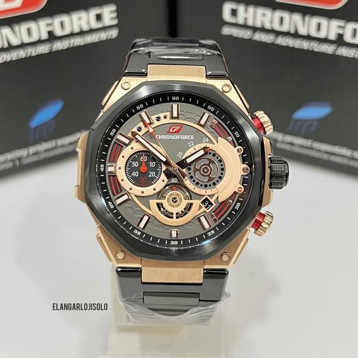 JAM TANGAN PRIA CHRONOFORCE CF 5340G ORIGINAL BLACK ROSEGOLD