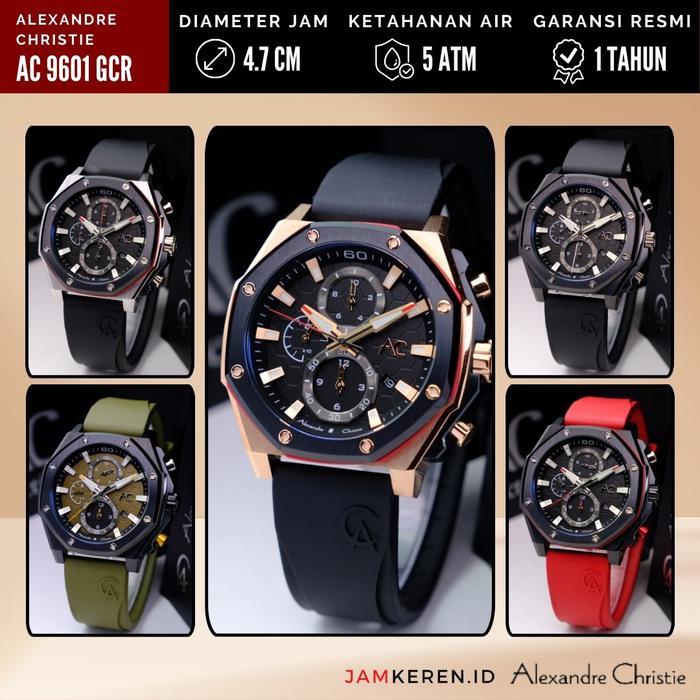 Jam Tangan Pria Alexandre Christie 9601 AC9601 AC 9601 MC Tali Karet