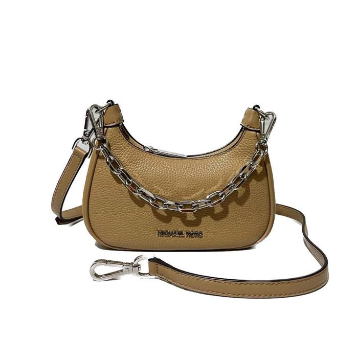tas wanita mk cora mini zip pouchette camel ss