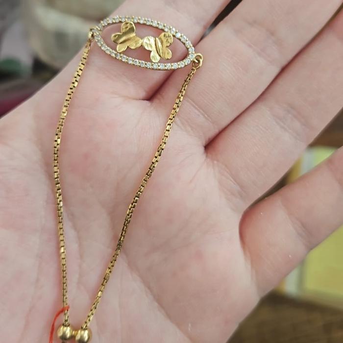 Gelang serut pentol kombinasi putih rosegold emas asli 700 70% ubs