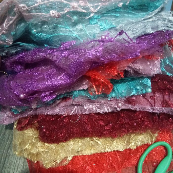 Kain perca brokat mutiara gliter kiloan
