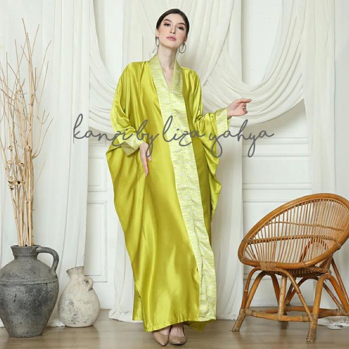 Kaftan Kuning Lime | Kaftan Yellow | Kaftan Modern | Kaftan Jumbo | Long Kaftan | Dress Kuning | Dre