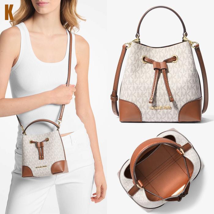 mk mercer bag small drawstring bucket sign vanilla