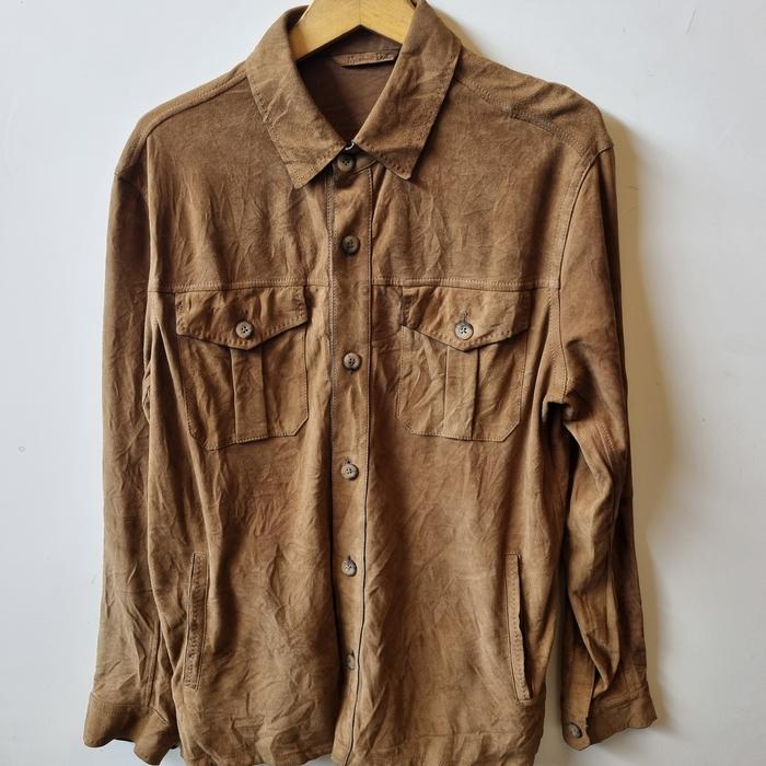 massimo dutti suede overshirt jacket brown