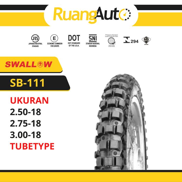 BAN LUAR SEPEDA MOTOR SWALLOW SB-111 X-CROSS 250 275 300 325 350 400 RING 18 TUBETYPE