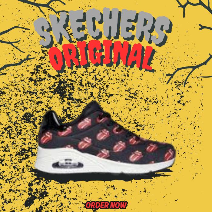 Sepatu Skechers Uno x The Rolling Stone Black Women's ( 177964/BKRD ) Original