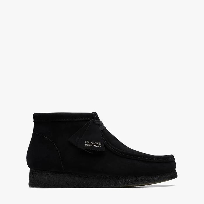 CLARKS Men's Boots Shoes Wallabee Suede Sepatu Boot Pria Original - Black Sde