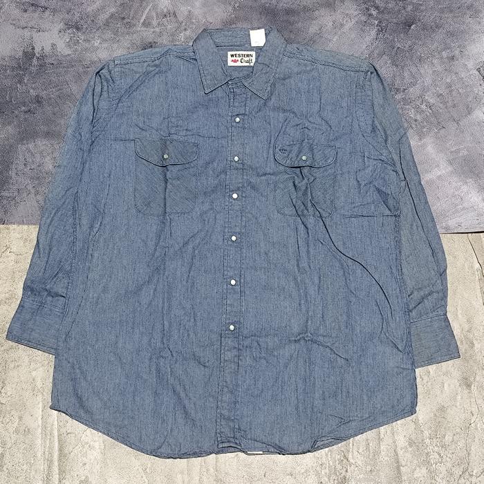 kemeja denim jeans vtg pria western craft bekas