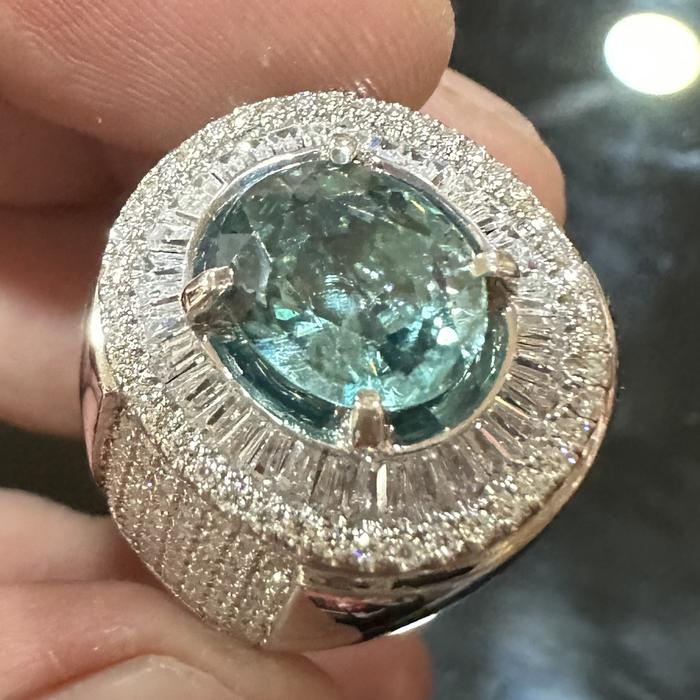 Natural Blue Zircon 6.17 Ct Color Greenish Blue Memo GRI