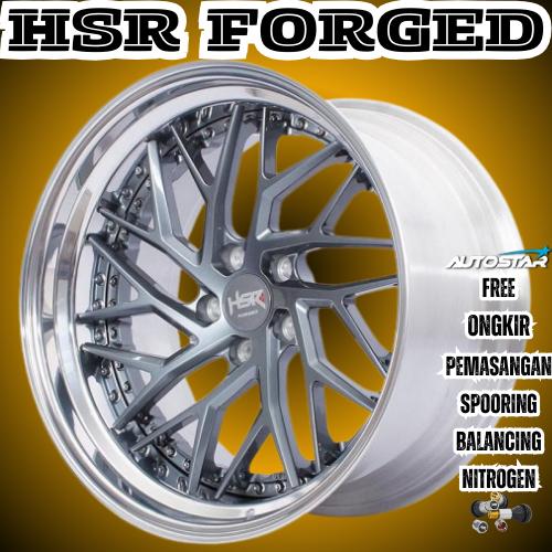 VELG MOBIL HSR FORGED RFG RIYAI ES013 L+R HSR R20 LEBAR 95/105 PCD 5X114,3 ET28/23 GREY SILVER LIPS 