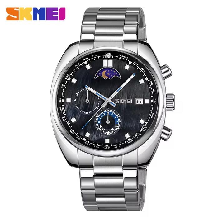 Jam Tangan Pria Casual Formal Elegan Rantai Moon Watch Skmiei Quartz