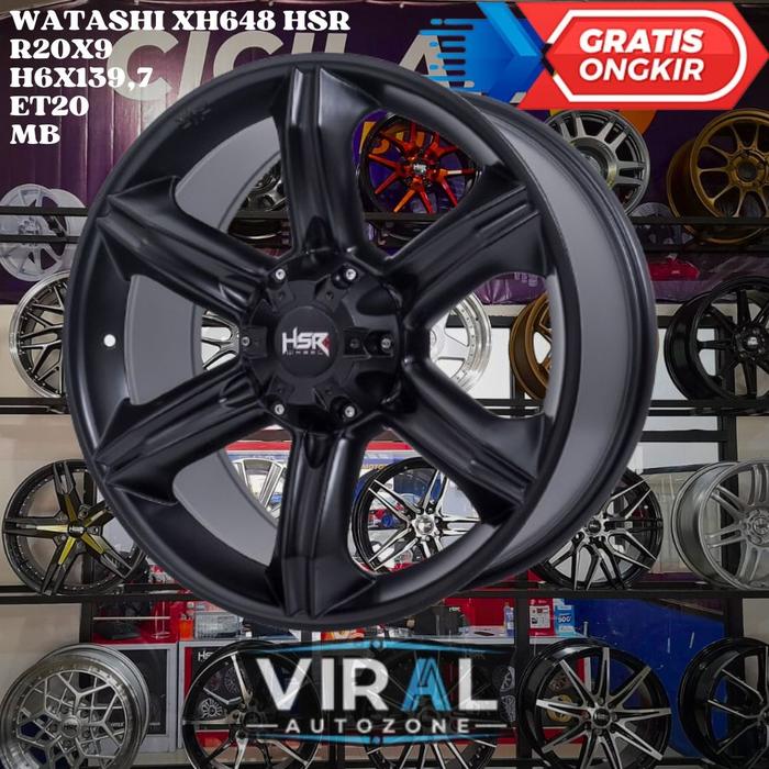 Velg Mobil R20 Untuk Fortuner Pajero Ranger HSR WATASHI Ring 20 Hitam Dop