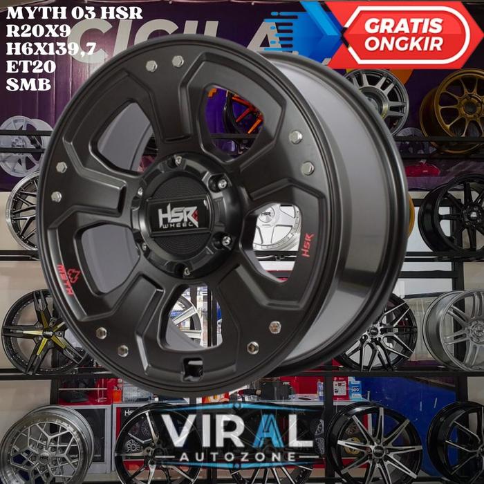 Velg Offroad HSR Myth 03 Ring 20 cocok Pajero Fortuner Everest R20 Hitam dop