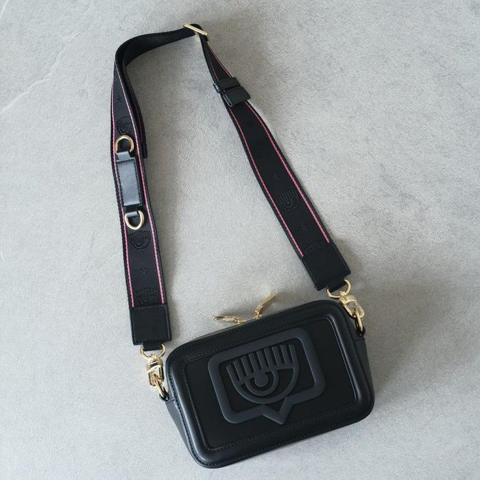 Chiara Ferragni Eye like Buckle Camera Bag All Black