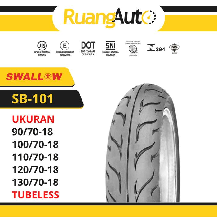 BAN LUAR SEPEDA MOTOR SWALLOW SB-101 STREAM 90/70 100/70 110/70 120/70 130/70 RING 18 TUBELESS