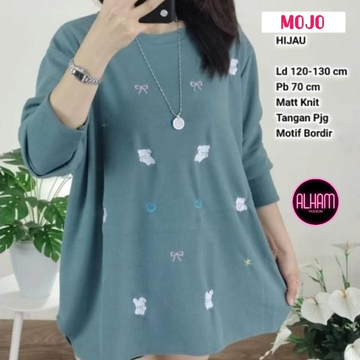 Mojo blouse jumbo atasan wanita dewasa bigsize rajut knit new 12/10